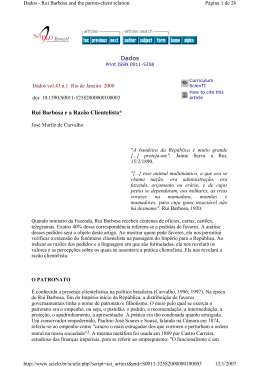 Rui Barbosa e a raz&atilde;o clientelista