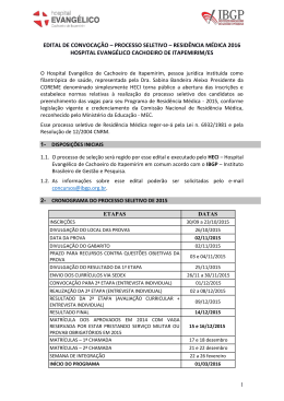 EDITAL DE CONVOCA&Ccedil;&Atilde;O &ndash; PROCESSO SELETIVO