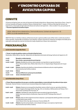 1&ordm; Encontro Capixaba de Avicultura Caipira