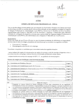 Aviso Candidaturas PEPAL - C&acirc;mara Municipal de Soure