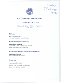 UNIVERSIDADE DOS AÇORES CONCURSOS ESPECIAIS