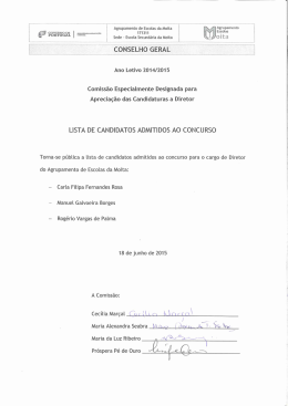 lista dos Candidatos Admitidos ao Concurso