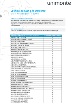 VESTIBULAR 2013 | 2&ordm; SEMESTRE