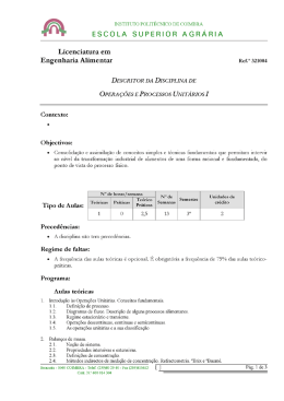 Operações e Processos Unitários I