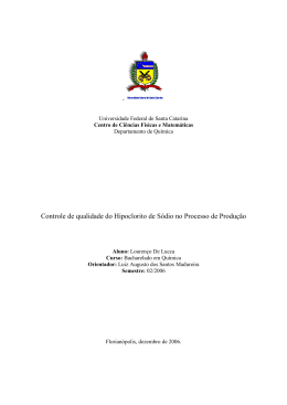 Controle de qualidade do Hipoclorito de Sódio no Processo –