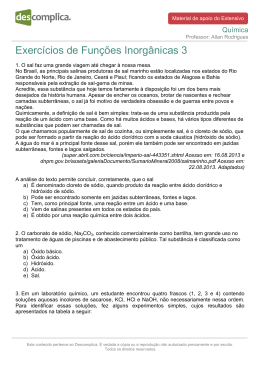 Exerc&iacute;cios de Fun&ccedil;&otilde;es Inorg&acirc;nicas 3