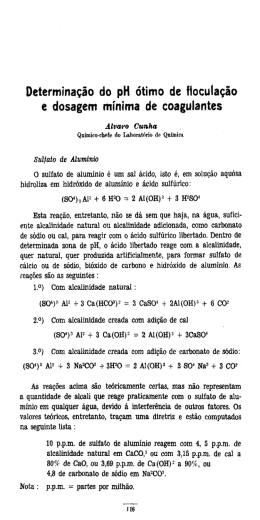 Determina&ccedil;&atilde;o do pH &oacute;timo de ﬂocula&ccedil;&atilde;o e dosagem