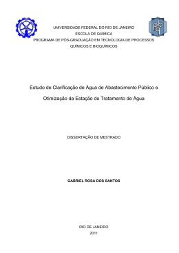 Estudo de Clarifica&ccedil;&atilde;o de &Aacute;gua de Abastecimento - TPQB