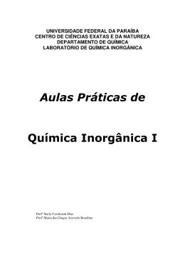 Apostila das Aulas Pr&aacute;ticas de Qu&iacute;mica Inorg&acirc;nica I