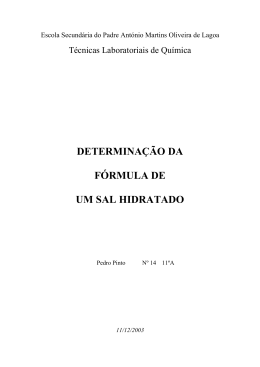 Determina&ccedil;&atilde;o da F&oacute;rmula de um Sal Hidratado