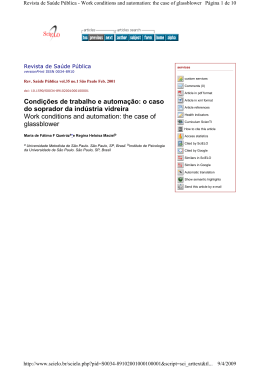 An&aacute;lise Ergon&ocirc;mica: soprador da ind&uacute;stria vidreira