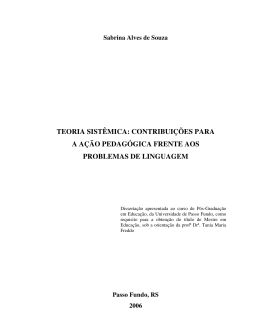 teoria sistêmica: contribuições para a ação pedagógica frente aos