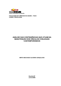 an&aacute;lise das conting&ecirc;ncias que atuam na manuten&ccedil;&atilde;o dos v&iacute;nculos