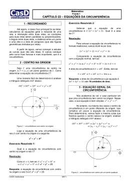 Equa&ccedil;&otilde;es da circunfer&ecirc;ncia
