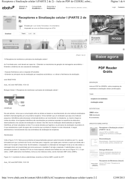 Receptores e Sinaliza&ccedil;&atilde;o celular I (PARTE 2 de 2)