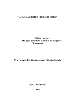 CARLOS ALBERTO LOPES DE SOUSA ONGs e Internet: Da Ação