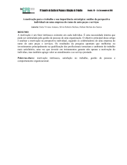 A motiva&ccedil;&atilde;o para o trabalho e sua import&acirc;ncia estrat&eacute;gica