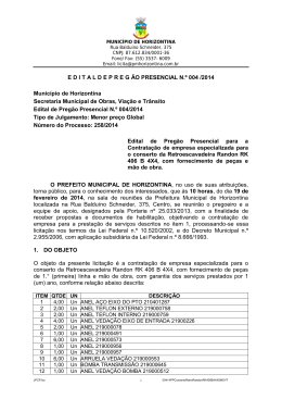 EDITALDEPREG &Atilde;O PRESENCIAL N.&ordm; 004 /2014 Munic&iacute;pio de