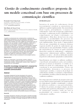 Gest&atilde;o do conhecimento cient&iacute;fico
