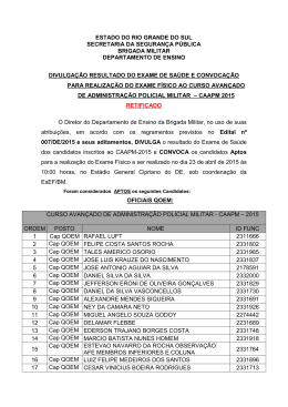 Retificado Resultado do Exame de Saúde e Convocação para