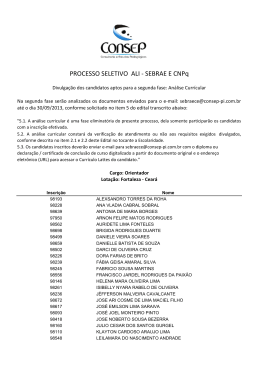 Inscri&ccedil;&otilde;es Deferidas - Primeira Fase