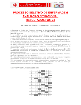 PROCESSO SELETIVO DE ENFERMAGEM AVALIA&Ccedil;&Atilde;O