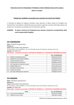Relação candidatos convocados assinatura contrato
