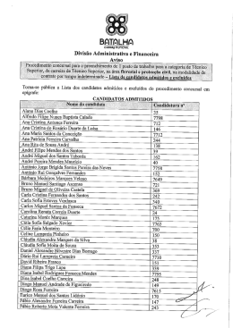 Lista de Candidatos Admitidos e Excluídos