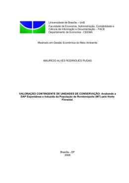 072 Valora&ccedil;&atilde;o Contingente de Unidades de Conserva&ccedil;&atilde;o