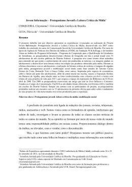 Jovem Informa&ccedil;&atilde;o &ndash; Protagonismo Juvenil e Leitura Cr&iacute;tica da