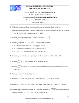Integrais de linha - Universidade do Algarve