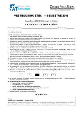 Prova - Vestibulinho Etec