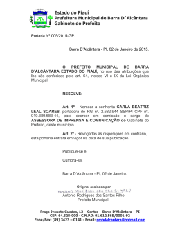 Estado do Piauí Prefeitura Municipal de Barra D`Alcântara Gabinete