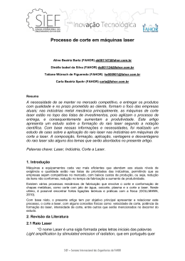 Processo de corte em m&aacute;quinas laser