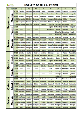 `22:88 HoRARIo DE AULAS - F2 E EM