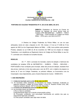 Portaria sobre as Normas para o Teste de Sele&ccedil;&atilde;o ISOLADAS CPM