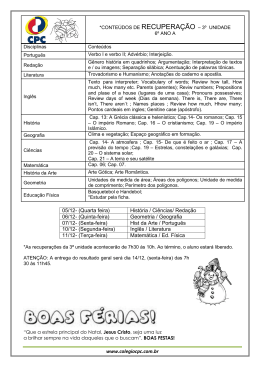www.colegiocpc.com.br 05/12- (Quarta feira) Hist&oacute;ria / Ci&ecirc;ncias