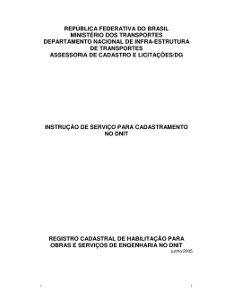 Instru&ccedil;&atilde;o de Servi&ccedil;o para Cadastramento no DNIT