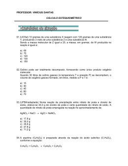 PROFESSOR: VINÍCIUS DANTAS CÁLCULO ESTEQUIOMÉTRICO