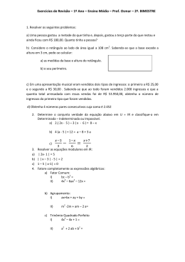 Exerc&iacute;cios de Revis&atilde;o &ndash; 1&ordm; Ano &ndash; Ensino M&eacute;dio &ndash; Prof