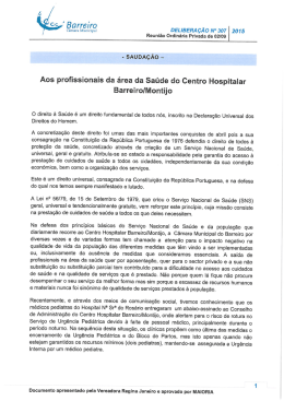 Aos profissionais da &aacute;rea da Sa&uacute;de do Centro Hospitalar Barreiro