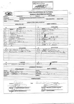 S&uacute;mula: Arquivo 1 - Liga Palhocense de Futebol