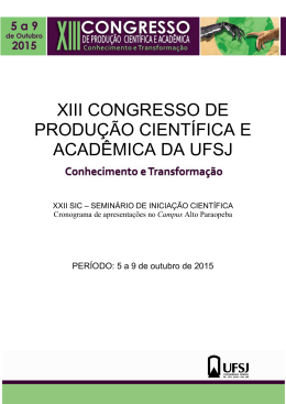 xiii congresso de produção científica e acadêmica da ufsj