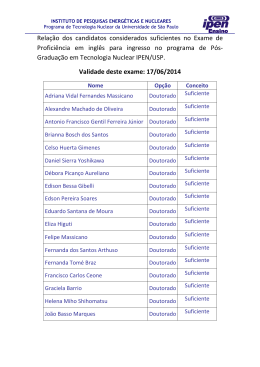 Relação dos candidatos considerados suficientes no