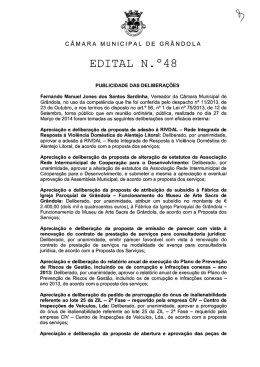 Edital Nº 48 - Publicidade das deliberações da Reunião de Câmara