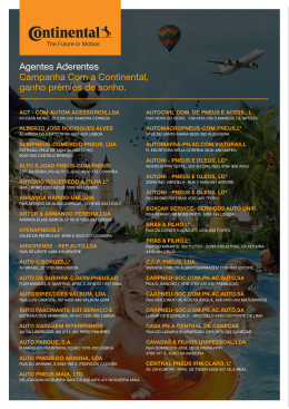 Agentes Aderentes - Com a Continental, ganho pr&eacute;mios de sonho.