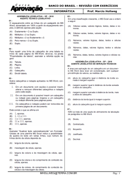 BANCO DO BRASIL &ndash; REVIS&Atilde;O COM EXERC&Iacute;CIOS INFORM&Aacute;TICA