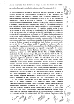 Ata de Assembl&eacute;ia Geral Ordin&aacute;ria de elei&ccedil;&atilde;o e