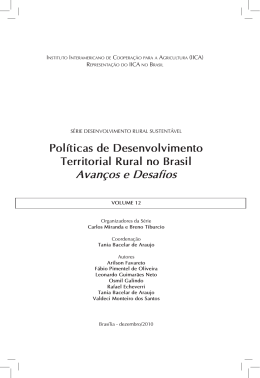 Livro Políticas de Desenvolvimento Territorial Rural no Brasil IICA