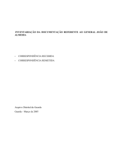 inventaria&ccedil;&atilde;o da documenta&ccedil;&atilde;o referente ao general jo&atilde;o de almeida